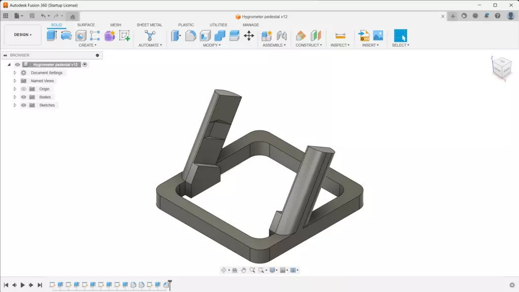 A hygrometer pedestal design in Fusion 360