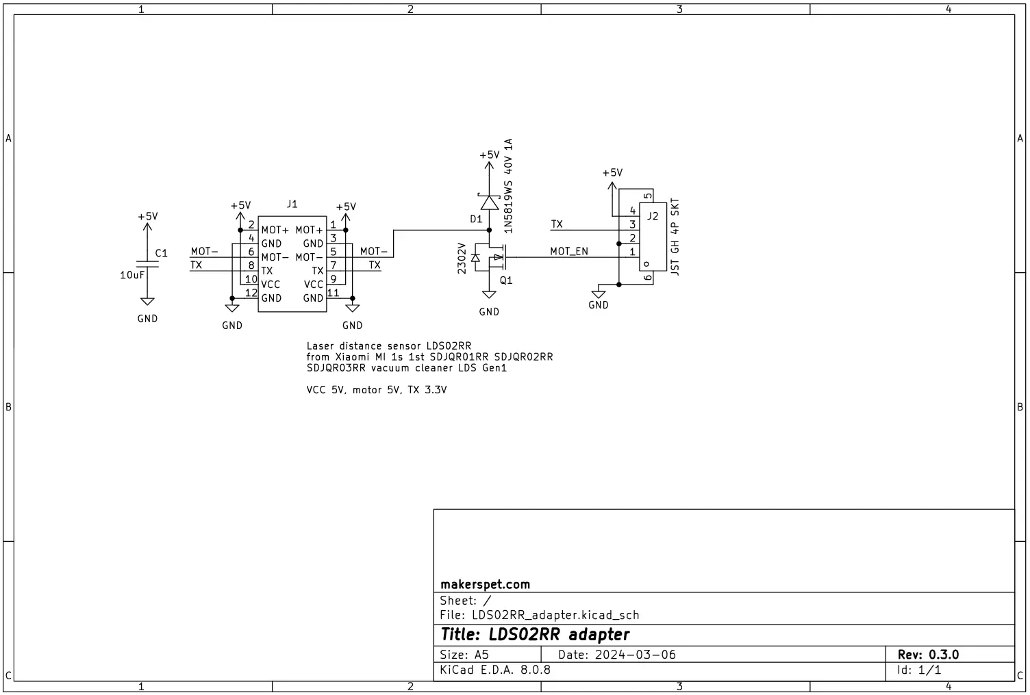 Maker's Pet LDS02RR Adapter v0.3 schematic