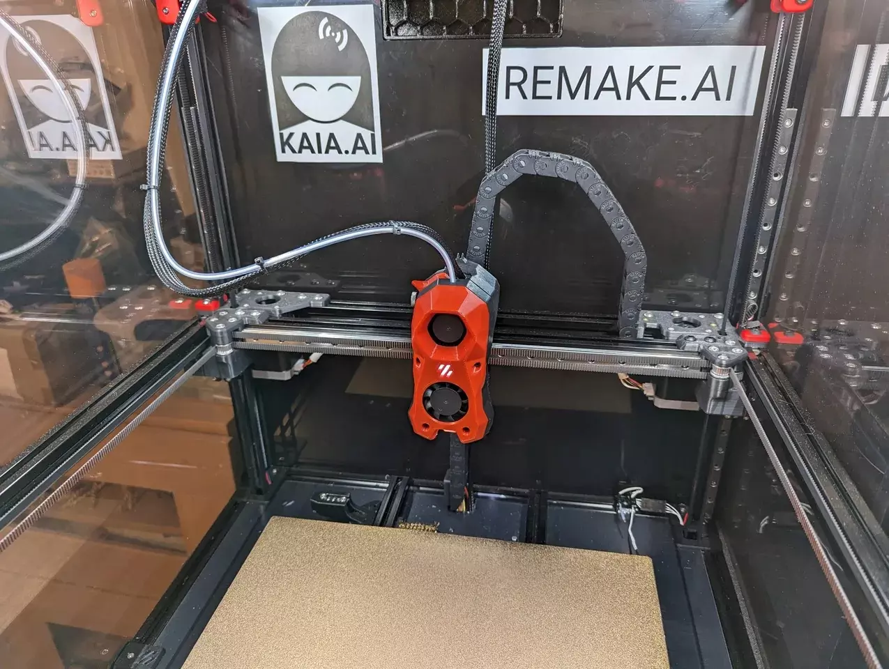 A Voron 2.4 with the "crash-free" nozzle brush mod