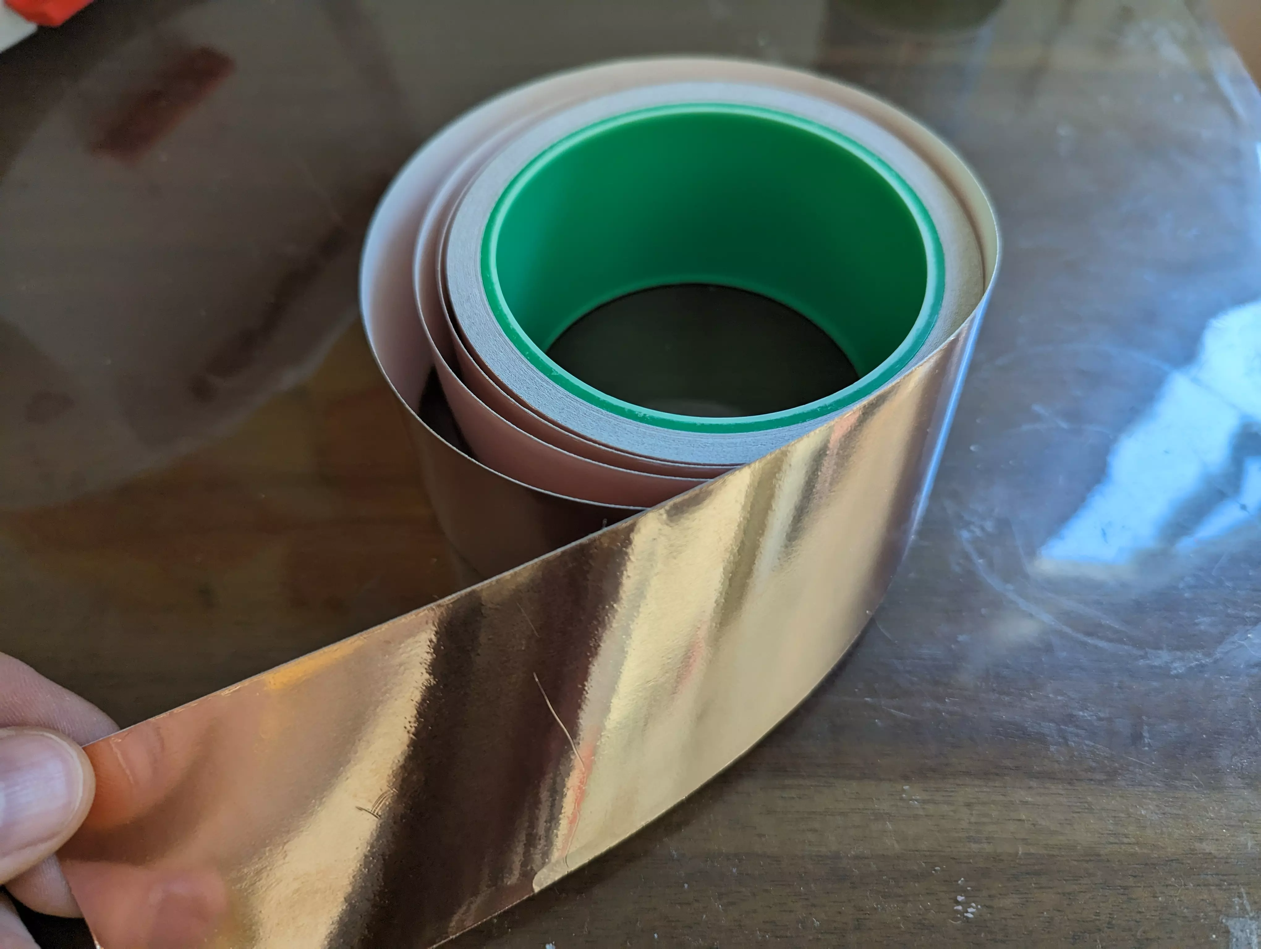 A roll of sticky copper tape