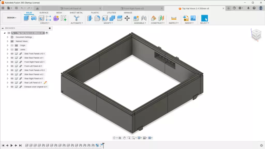 Voron 2.4 top hat Fusion 360 design