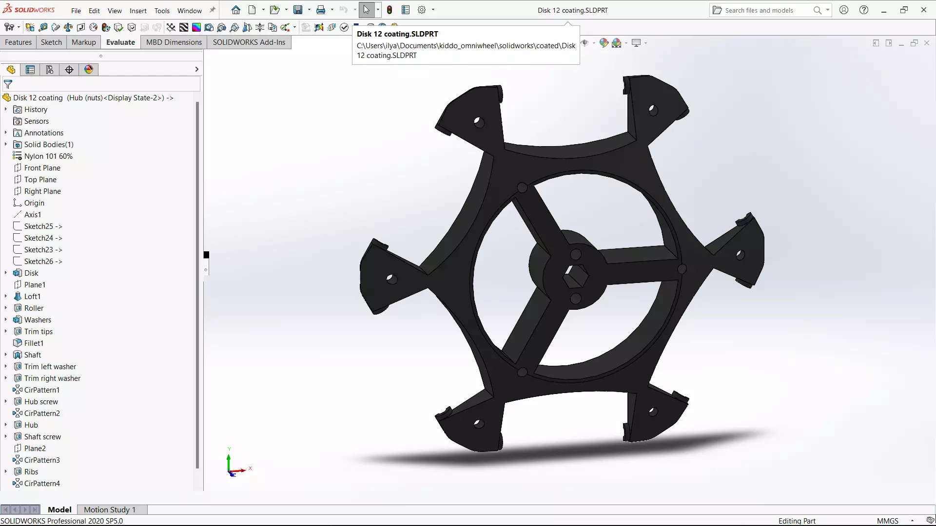Coated omni-wheel hub plate