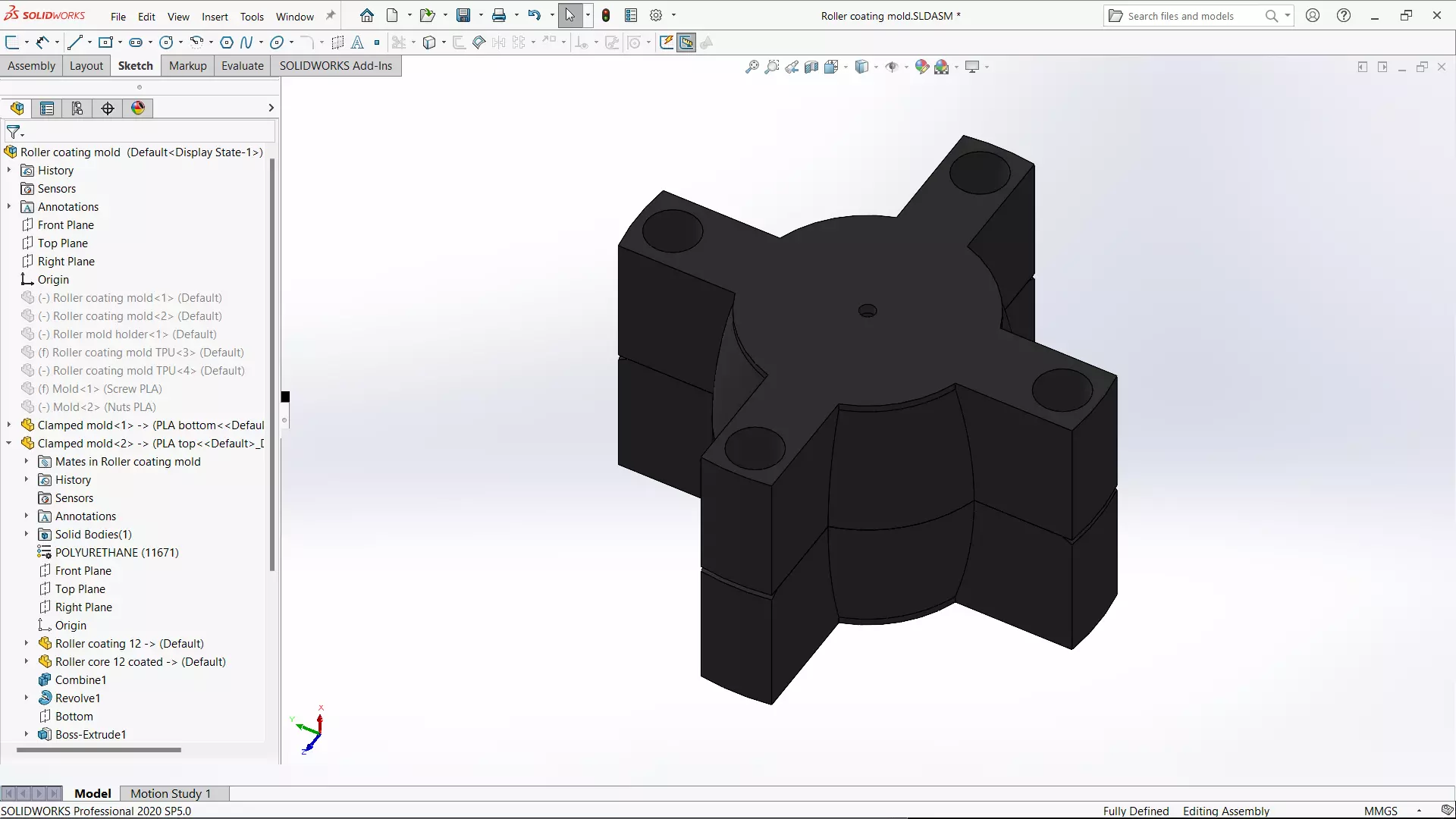 Coated omni-wheel roller mold