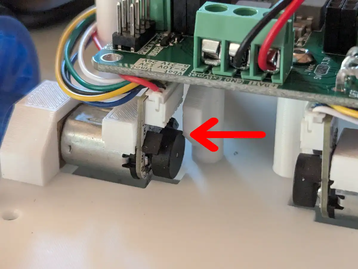 PCB post tab touches motor