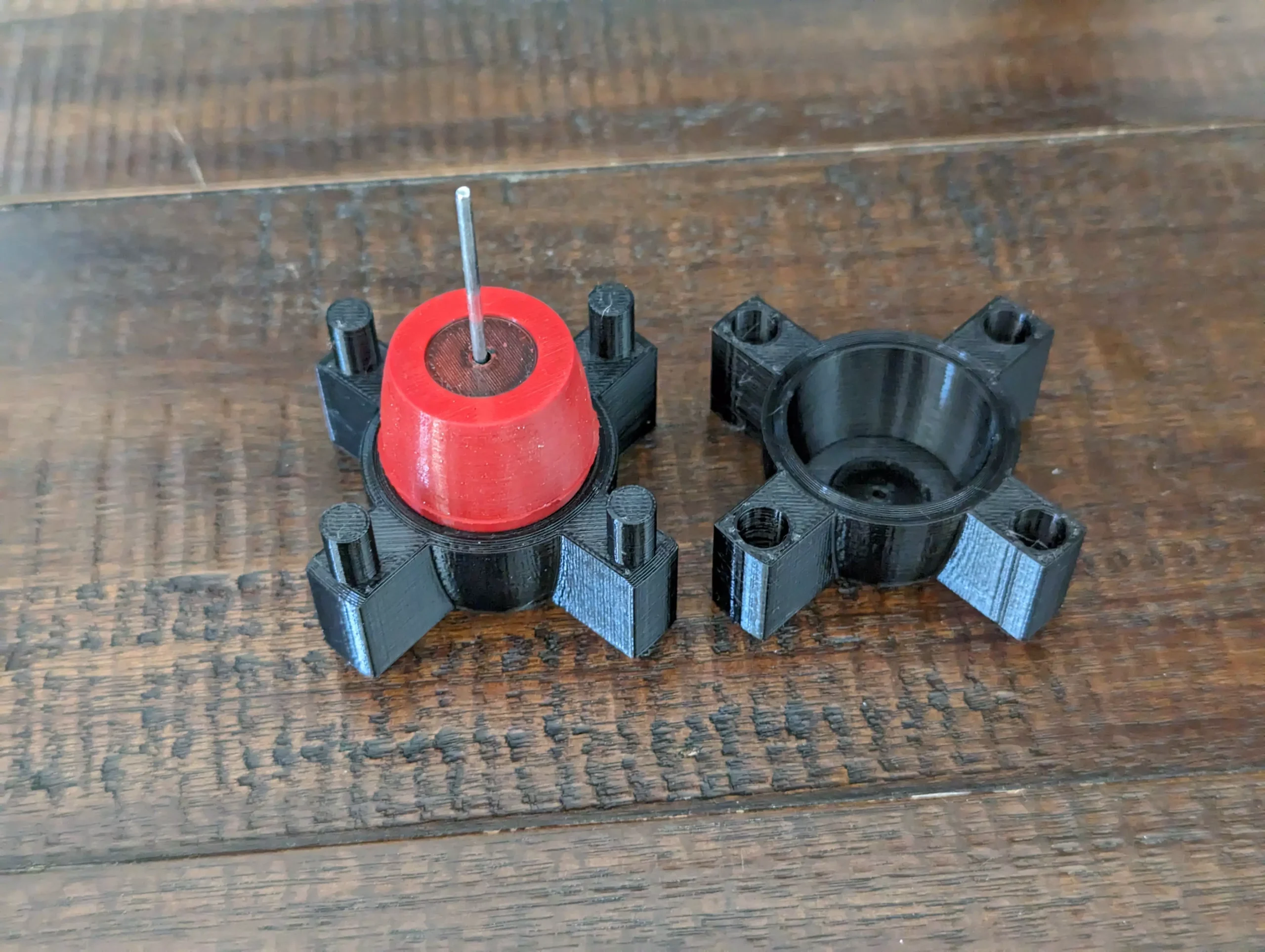 A roller mold cracked open with the roller inside