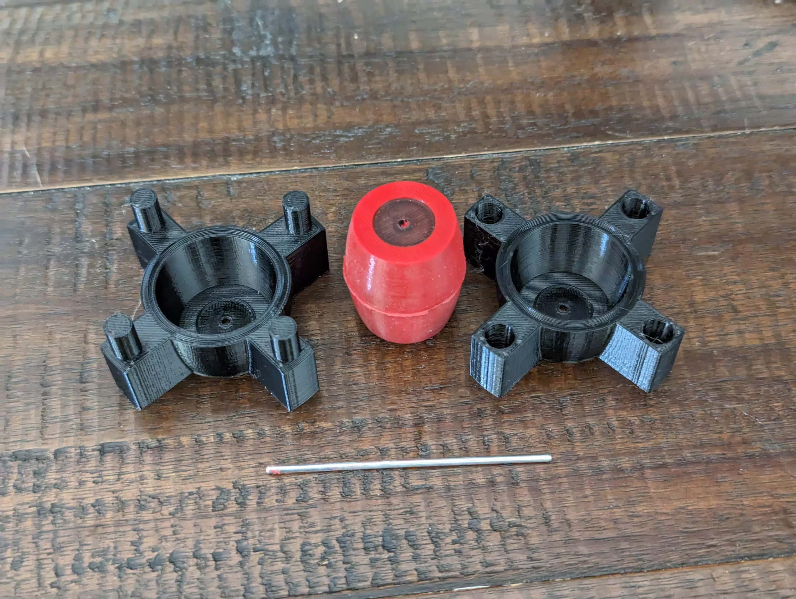 A roller mold opened up with the roller taken out