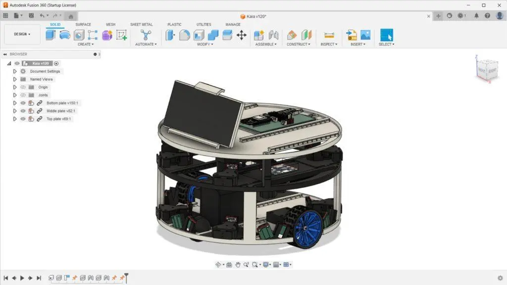 Maker''s Pet Snoopy robot in Fusion 360 - bottom view