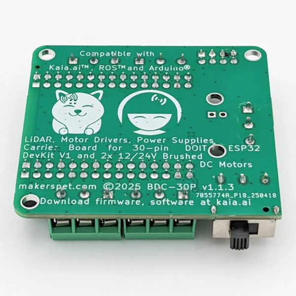Driver Board for ESP32-DOIT-DevKit-V1, Brushed DC Motors and LiDAR