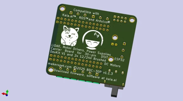 Driver Board for ESP32-DOIT-DevKit-V1, Brushed DC Motors and LiDAR