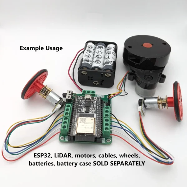 Driver Board for ESP32-DOIT-DevKit-V1, Brushed DC Motors and LiDAR