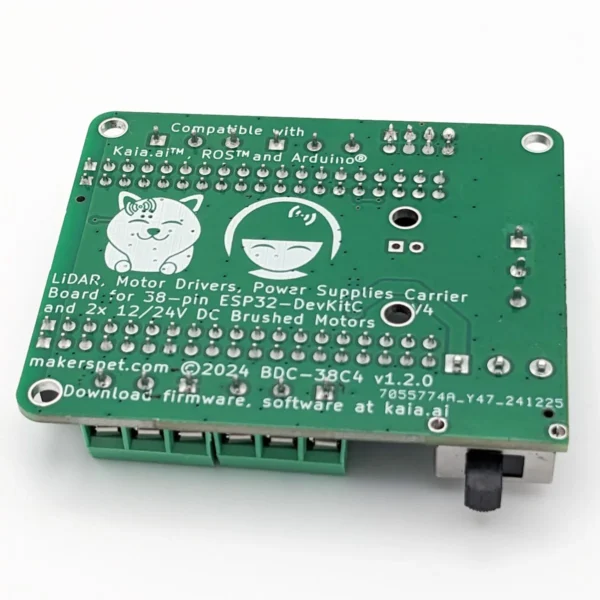 Driver Board for ESP32-DevKitC-V4, Brushed DC Motors and LiDAR