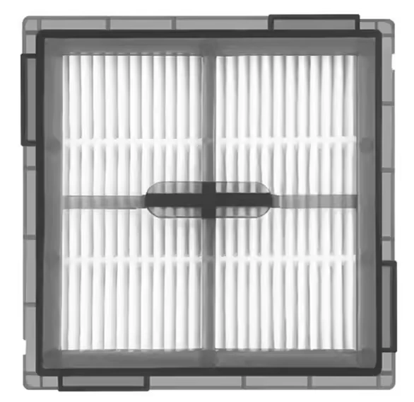 Square Roborock Q10 HEPA filter with four pleat cells in a two by two grid