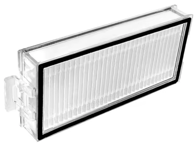 Roborock Q-series HEPA filter, a single deep pleat pack in a clear frame with a latch tab